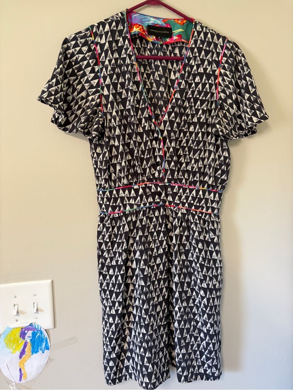 Vintage Corey Lynn Calter 100% Silk Geometric Mini Dress - Anthropologie Size 6